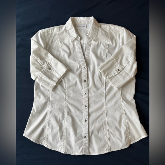 Classic Cream Button Down Shirt for Women - Picture 2 of 8